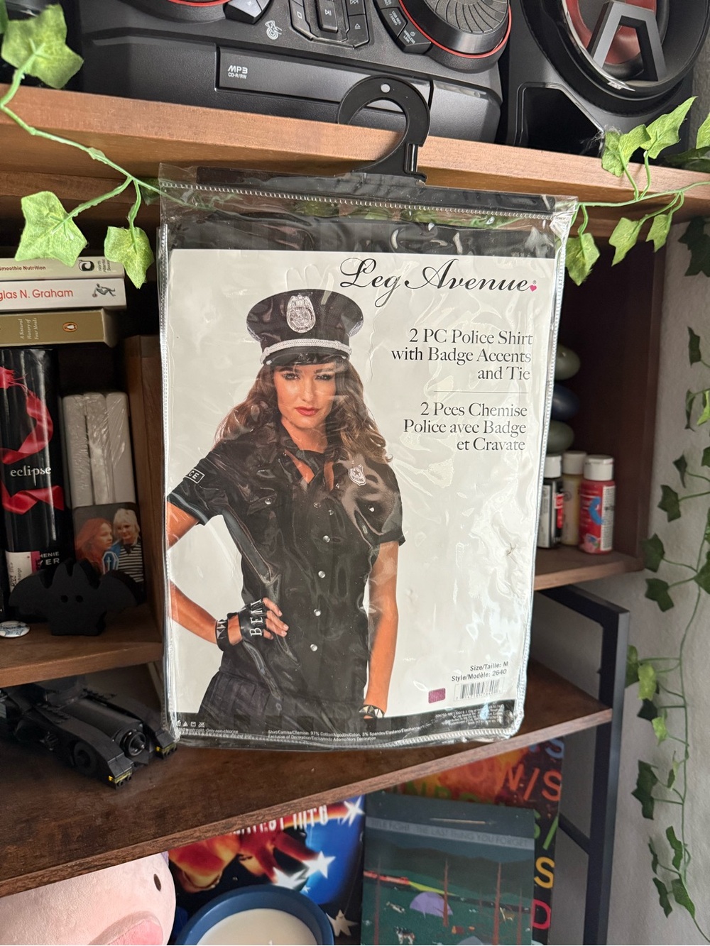 Leg Avenue Black Police Shirt Costume - 2 Piece Set with Badge and Tie